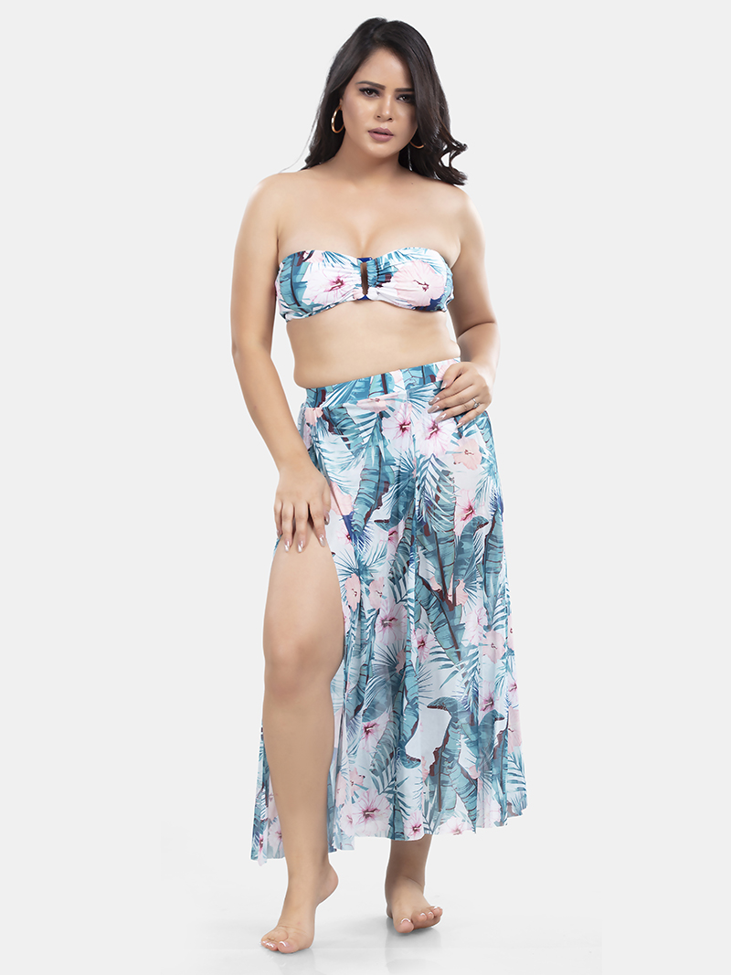 Bikini Set With Sarong In Beachy Blue | Bold & Bae Fashion